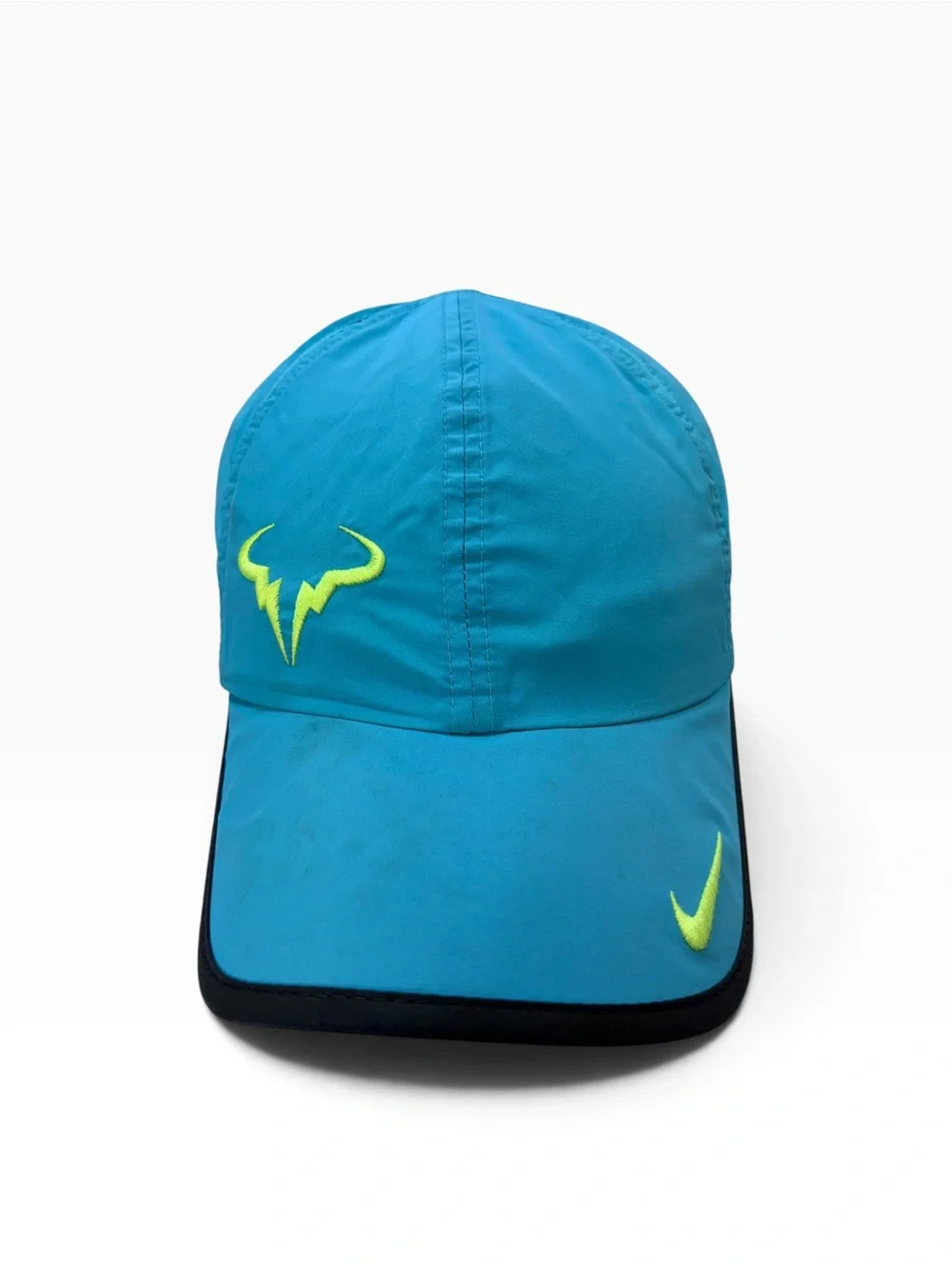 Nike Rafa Nadal Tennis Hat Cap Teal Blue Volt Raging Bull Logo Adjustable
